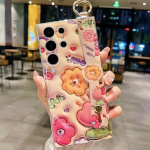 에르모사 갤럭시 S23 FE 케이스 갤럭시S23FE케이스 GALAXY PHONE CASE 3D 프린팅 플라워 핸드 스트랩 휴대폰 케이스