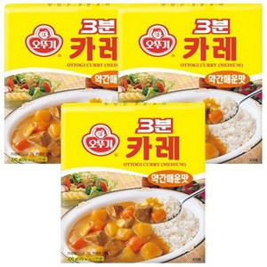 오뚜기3분 카레 약간매운맛, 200g, 3개