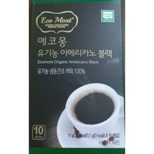 에코몽 유기농 아메리카노 블랙커피, 10개입, 3개, 1.1g