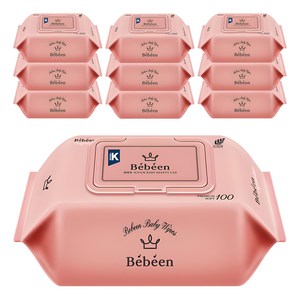 Bebeen 시그니처 영유아물티슈 캡형, 50g, 100매, 10개