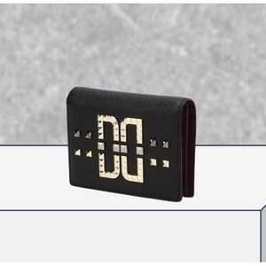 닥스 스터드 장식 DD로고 가죽 반지갑