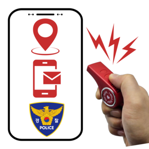 버튼 한번! 112와 가족에게 SOS! 110데시벨 강력경보음 구조문자 내 위치정보 자동전송 호신용품 [팅벨SOS], 레드, 1개