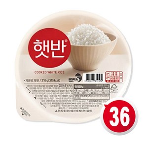 햇반 즉석 백미밥, 210g, 36개