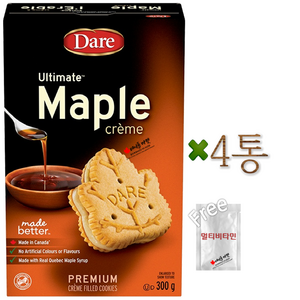 캐나다 데어 메이플 크림 쿠키 300g Maple Ceam Cookies made with maple syup peanut fee+멀티비타민 캐나다 직배송, 4박스