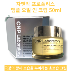 [초보습 크림] PROPOLIS AMPULE OIL IN CREAM 차앤박 프로폴리스 앰플 오일 인 크림 50ml 건조한피부 고보습 끈적임없는 산뜻한 항산화성분 광채 보습 피부케어, 1개