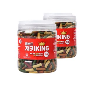 벨버드 져키KING 강아지 간식 M, 혼합맛(황태/연어/참치/오리/치즈), 1kg, 2개