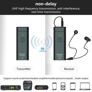 무선인이어 무선 인이어 이어폰 모니터링 시스템 전문 IEM 스테레오 시스템 송신기 리시버 UHF FM 동시 지, 한개옵션0