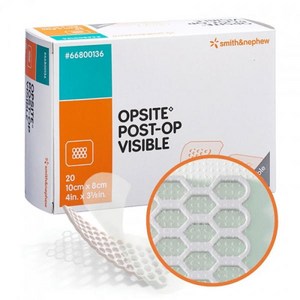 S&N 오피사이트 OPSITE POST-OP VISIBLE 10cm x 8cm 벌집 20개 점착성투명창상피복재, 오피사이트 10cm x 8cm, 1개