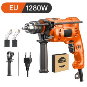 가변 속도 임팩트 전동 핸드 드릴 다기능 속도 조절 전동 드릴 220V 1000W, Oange 1280W, 1개, 2) Oange 1280W