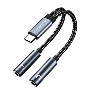 바라보고 USB C타입-3.5mm 커플 이어폰 듀얼 젠더 BG01, 그레이, 1개