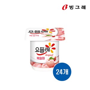 빙그레 요플레 복숭아 요거트 유치원 어린이집 간식, 85g, 24개