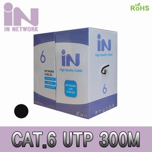 인네트워크 CAT.6 UTP 랜케이블 300M 블랙 [IN-6UTP300MBK] INL161, 1개