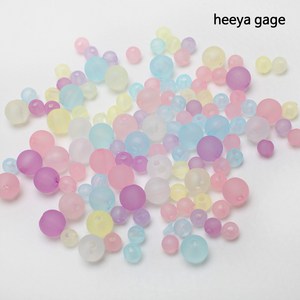 히야가게 파스텔 투명 구슬비즈 4 / 6mm 100개, 6mm(100개)보라
