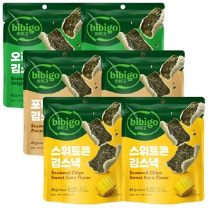 김부각 스낵 Cj 비비고 칩 3종세트(오리지널 포테이토 스위트콘)40g 각2개씩 총, 40g, 6개