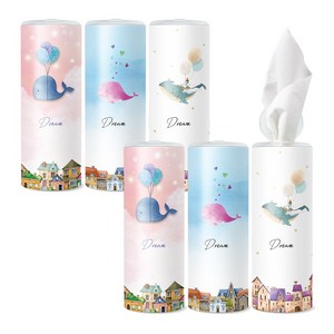 슬림티슈 6P [날아라 고래] / 슬림티슈 고래시리즈 프리미엄 차량용티슈 휴대용티슈, 6개입, 1세트