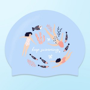 킵스위밍 스위밍걸즈 실리콘수모, 파스텔블루, 1개