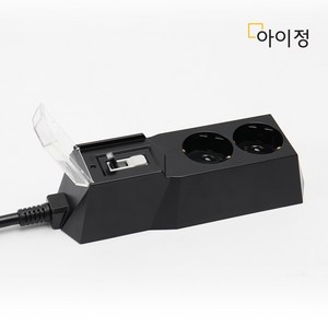 아이정 고용량 과부하차단 멀티탭 2구 블랙, 1개, 1.5m