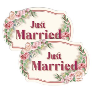 긱베어 웨딩카 마그넷 just maied 차량용 자석 wedding magnet 웨딩 데코, 베이지로즈, 1개