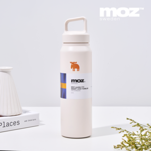 MOZ 스웨덴 스마트락 텀블러 316 스텐 원버튼 손잡이 보온보냉병 보온보냉텀블러, 1개, 520ml, 크림스노우