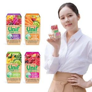 [멀티팩]유니프 과채 주스 캐럿 베지터블 베리 200ml, 24개