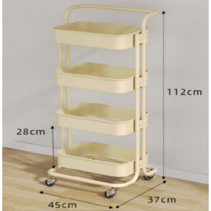STAR UP 철제 트롤리 이동식 핸드 수납 카트 컬러, 노랑