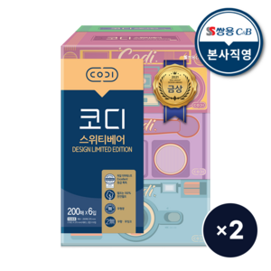 코디 스위티베어 200매x6 2팩, 200매입, 12개