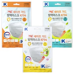 [네오메디칼 본사] 브랜드K 세이프가드 kf94 마스크 3중구조(새부리형) 대중소 각50개입, 1개입, 50개, 화이트, 대형