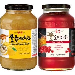 꽃샘 꿀유자차 1kg+오미자차 1kg, 2개, 1개입, 1kg