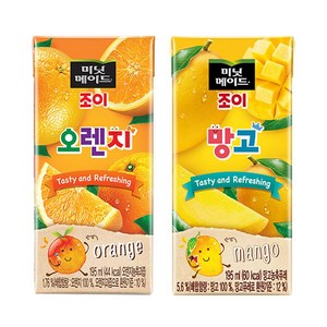 미닛메이드 조이 195ml 오렌지x32팩+망고x32팩, 사과x32팩+오렌지x32팩