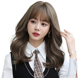 가발위드 중단발 웨이브 여성 통가발 비바란트, 콜드브라운, 1개