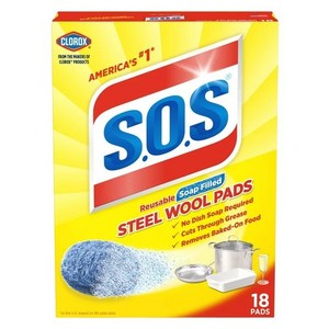 [미국직배송]S.O.S. 스틸 울 솝 패드 시트세제. 10개입/18개입. S.O.S Steel Wool Soap Pads, 18개, 18개