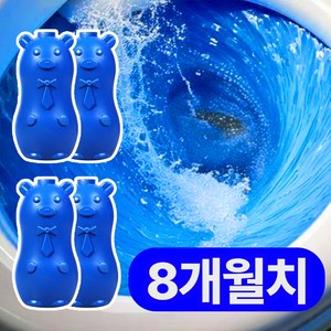 필모어 오래가는 곰돌이 변기세정제 파란물 세제 클리너 개당 2000회사용, 4개, 200g