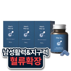 히이즈 맨즈 맥스업 남성 스태미너 & 혈류확장 블랙마카 정력, 3개, 60정