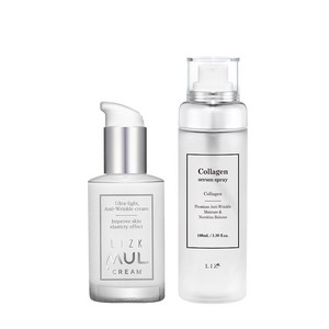 [본사] 리즈케이 콜라겐 물크림 50g 1개 + 세럼 스프레이 100ml 1개 (물광+주름미백+탄력보습) + (증정)체험용 시트런 3종 + 쇼핑백