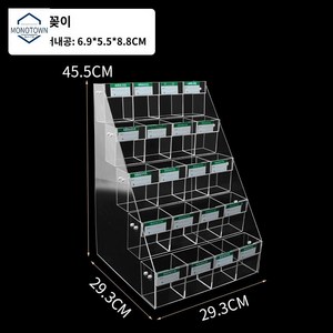 계단식 아크릴 펜 진열대 문구점 매장용 볼펜 필기구 디스플레이 진열 매대, 5단 20칸 펜꽂이 부착 공구, 1개