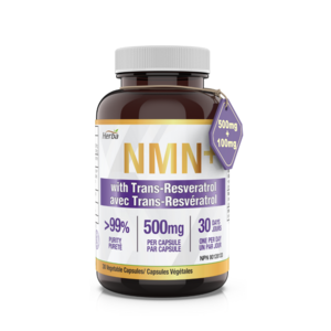 NMN 500mg 30식물성캡슐 트렌스 레스베라트롤 100mg 함유 허바캐나다, 1개, 30정