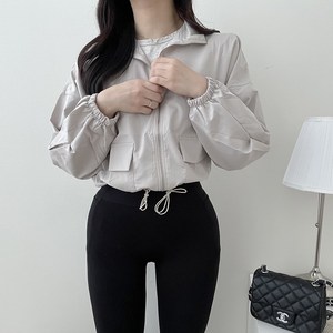 VANANA2 여성 데일리 캐주얼 스탠다드핏 허리 스트링 하이넥 카라 바람막이 집업