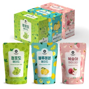 아이스 파우치 음료 3종 묶음 (복숭아/청포도/블루레몬), 30개, 190ml