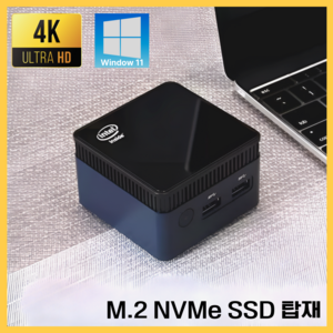 [이지컴] 초소형 올인원 미니 PC DDR5 12GB win11 한글 NVMe 탑재 데스크탑, 램12GB/SSD256GB(WIN11), WIN11 Po, 블랙, EZ102, 256GB