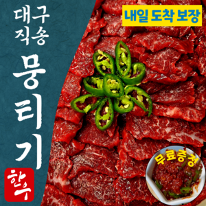 한우오빠 당일도축 한우 대구 뭉티기 육사시미 소고기 우둔살 생고기, 1개, 250g