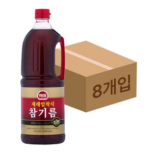 해표 재래 압착식 참기름, 1.8L, 8개