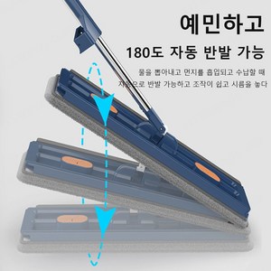 1+1 극세사대걸레 손세탁 없는 대걸레 가정용 바닥청소 밀대걸레, 화이트&걸레 2개, 2개