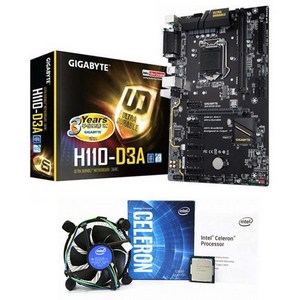 채굴보드 GIGABYTE GA-H110-D3A 6WAY BTC G3900-4560 CPU 쿨러포함 기가바이트 채굴기 이더리움, 메인보드6WAY