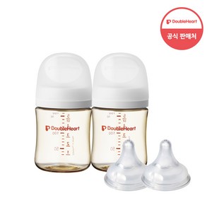 더블하트 모유실감 3세대 PPSU 베이직 트윈팩 160ml+젖꼭지(2입), 3세대 S, 제뉴인화이트, 1세트