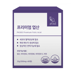 PH365 피에이치365 프리미엄 엽산 활성형엽산 임산부 영양제, 1개, 60정