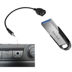 자체 AUX변환 오디오 AUX잭 USB 변환기 어댑터 케이블 MP3, GD12657, 블랙