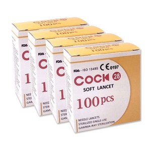 cock 콕 소프트 란셋 28G 아큐첵 소프트클릭스 호환 채혈침, 4개, 100개입