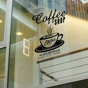 뮤즈 카페 매장 캘리그라피 스티커 COFFEE SHOP, 검정