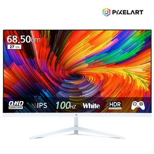 (연말이벤트)픽셀아트 PIXELART PAQ2710W 화이트 100Hz QHD IPS 27형 모니터 무결점, 1