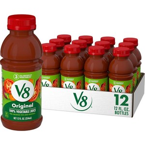 V8 오리지널 100% 야채 주스 토마토 주스와 블렌드 354.9ml 12온스 병 12팩 370379, 64 Fl Oz (Pack of 6), 1개, 1ml